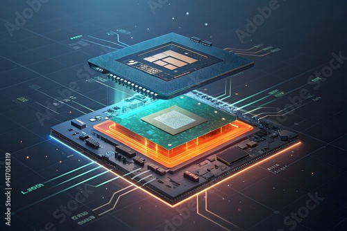 Advanced technology cpu processor chip motherboard computer ai future innovation hardware 100