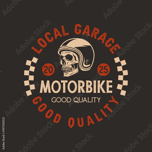 A vintage custom motorcycle logo design vector featuring a classic chopper silhouette with bold lines and retro details. Perfect for biker clubs, garage brands, motorcycle events, apparel prints