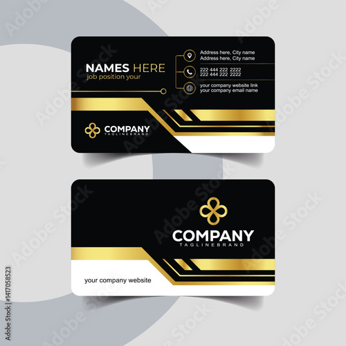 Luxury Gold Foil Print Business Card Template with Gold Accents