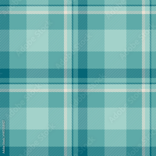 Serene teal and cream plaid pattern.  Ideal for textile design, wrapping paper, or website backgrounds.  The soft color palette evokes a calming, classic feel.