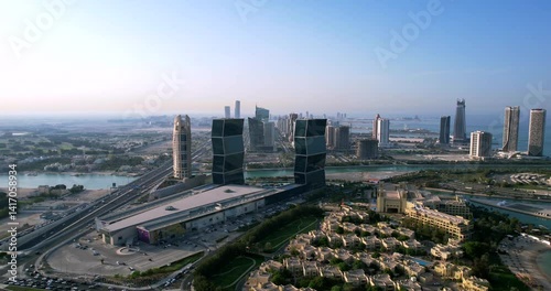 Aerial view of the Pearl-Qatar island in Doha, Qatar.