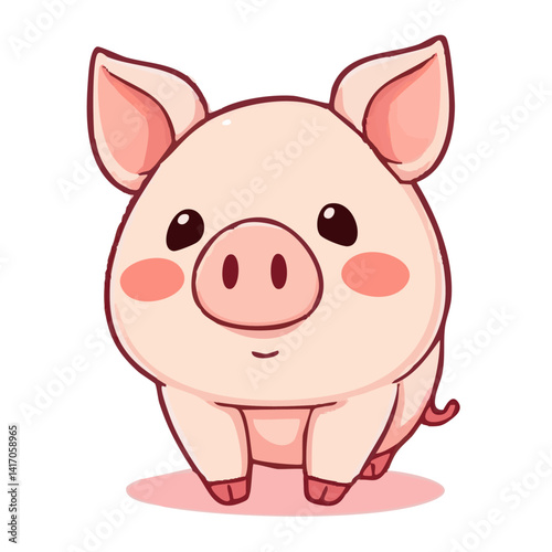 a cute lovely colourful pig cartoon illustration