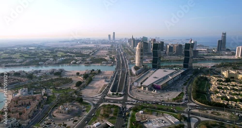 Aerial view of the Pearl-Qatar island in Doha, Qatar.
