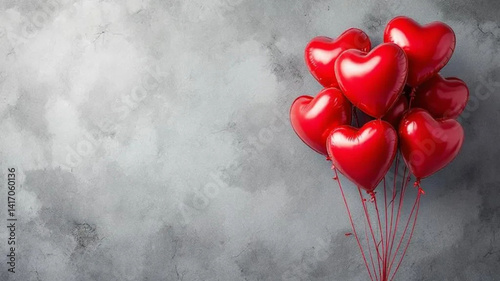 Obraz na płótnie Bunch of red heart shaped balloons. w salonie
