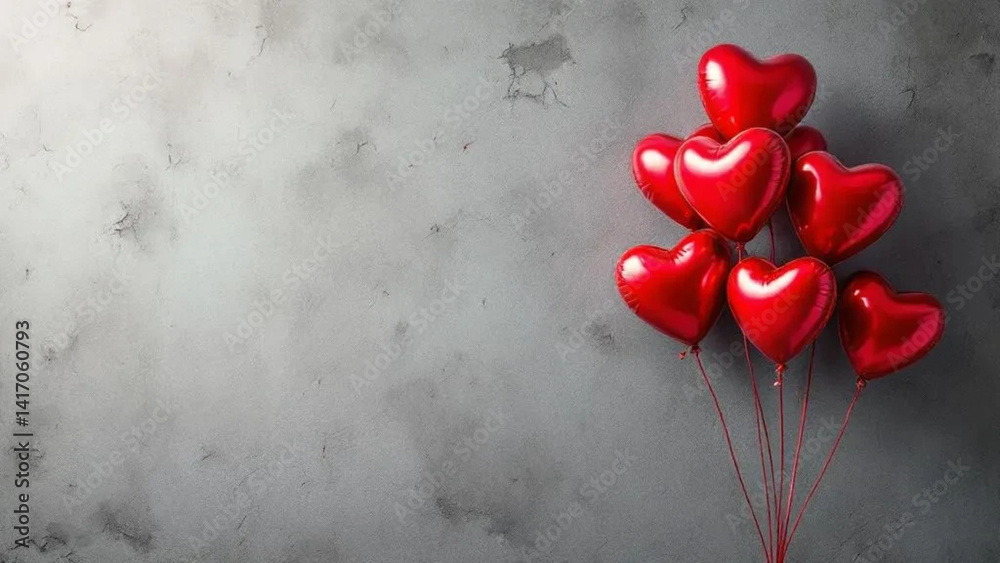 Bunch of red heart shaped balloons.