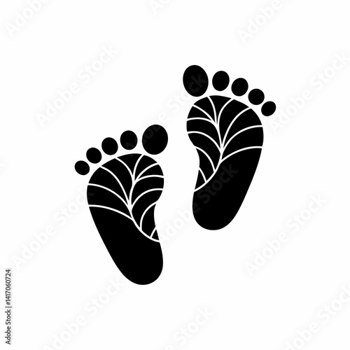 creative details Baby Footprints Icon Vector Illustration