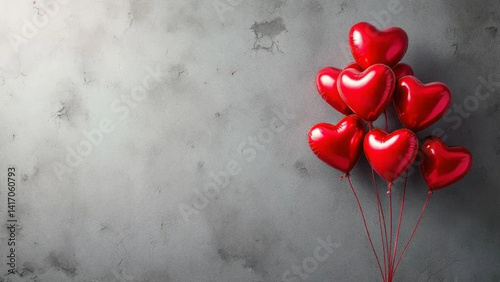 Obraz na płótnie Bunch of red heart shaped balloons. w salonie