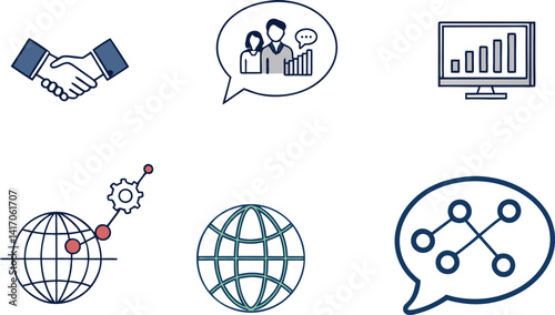 Business network icon set illustration