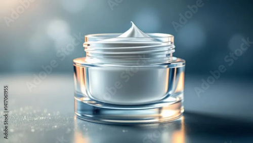 Obraz na płótnie White glass jar for face cream. Close up. w salonie