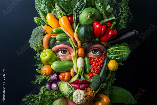 woman with a fresh organic vegetable in the studio