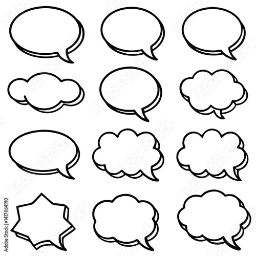 Collection of Cartoon Speech Bubbles and Star