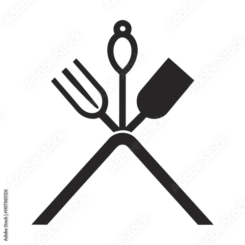 serving tongs kitchen equipment line icon