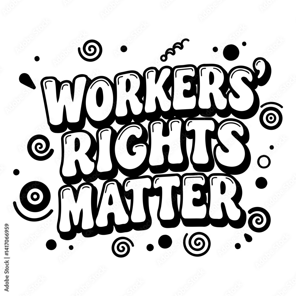 Fototapeta premium Bold, stylized graphic promoting workers' rights. Ideal for social media campaigns, activism, or educational materials.