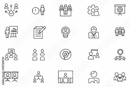 Mentorship and Coaching Icons – Line Art SVG Set in Black and White

