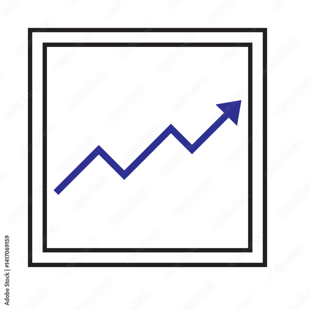 Growing Bar Chart with Upward Arrow Icon, Positive Trend Graphic Growing Bar Chart with Upward Arrow Icon, Positive Trend Graphic