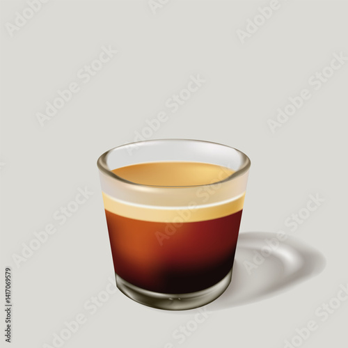 Glass coffee espresso drink on gray background for decoration
