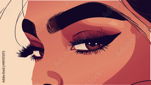 Chic Beauty Look with Bold Eyebrows and Smokey Eye Makeup.eps