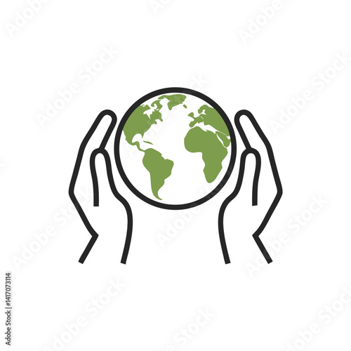 Hands holding a green globe representing environmental care  