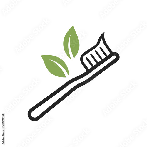 Eco-Friendly Toothbrush with Leaves Symbolizing Sustainability  