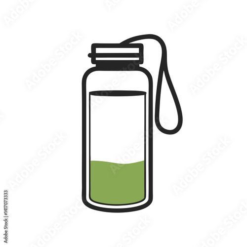 Transparent Water Bottle with Green Liquid  