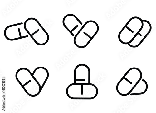 pill icon flat vector set