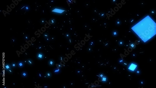 Abstract Blue Square Particle Flow Animation Background Loop - with Alpha Channel