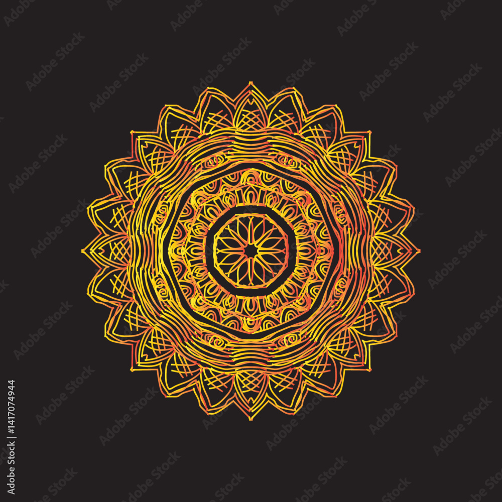 Naklejka premium easy mandala design with clean lines for coloring book, tattoo and henna design, creative mandala art, mandala design for adults coloring book