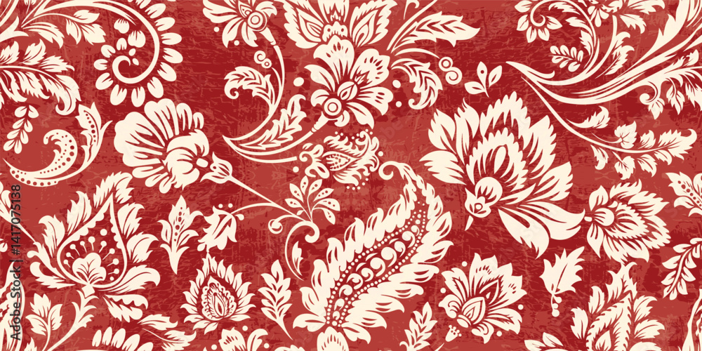 Fototapeta premium Ethnic Motifs Ikat floral paisley embroidery floral. ikat Saree Sarong oriental pattern traditional.Ikat embroidery style abstract embroidery design for texture,fabric,clothing,wrapping,decoration