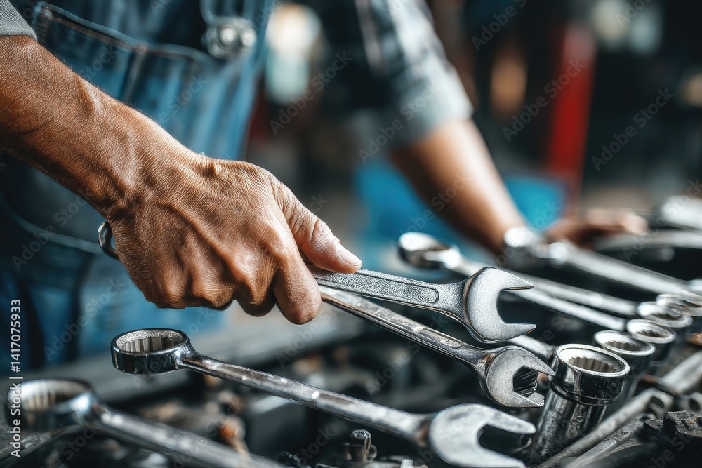 Mechanic holding wrenches (1) Mechanic holding wrenches (1)