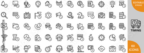 Timing, Time, O'clock icon pack | Detailed Outline | Editable Stoke 60 icon | Victor illustrator.