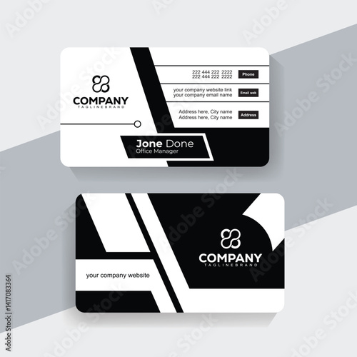High Quality Monochrome Black and White Business Card Layout for Branding. Premium black and white business card design with bold typography and modern minimal style, perfect for highend branding.