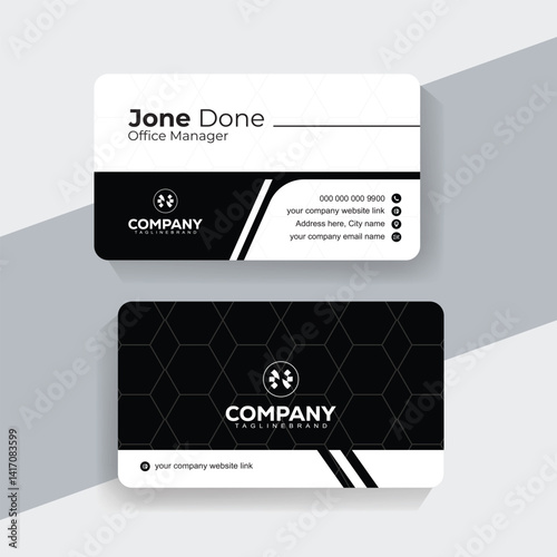 Black and White Business Card Template for Office Managers