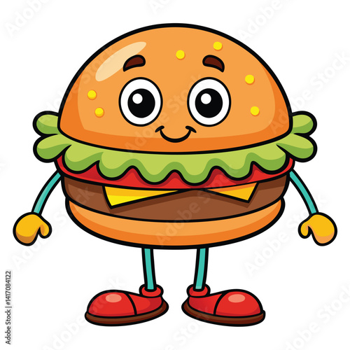 Happy cartoon hamburger