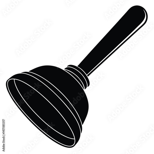 Plunger silhouette vector on white background
