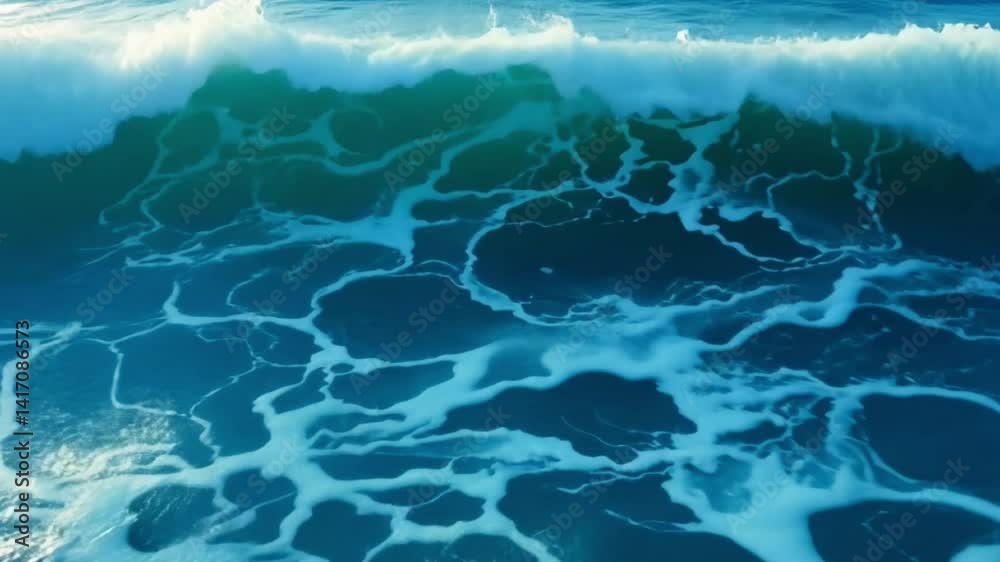 Ocean waves crashing background for relaxation and meditation video blue sea water surface view