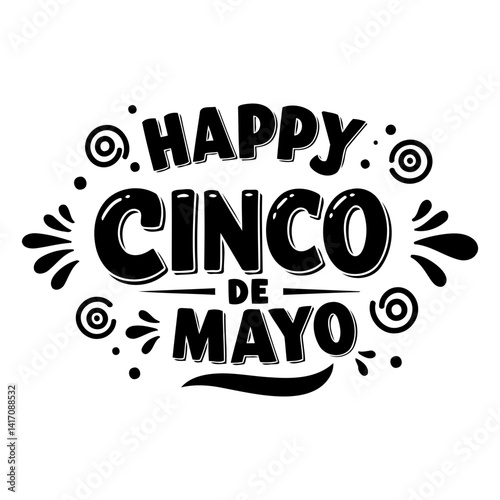 Bold, celebratory Cinco de Mayo graphic suitable for advertising, social media, or print marketing materials.  Modern, fun, and eye-catching design perfect for event promotion.