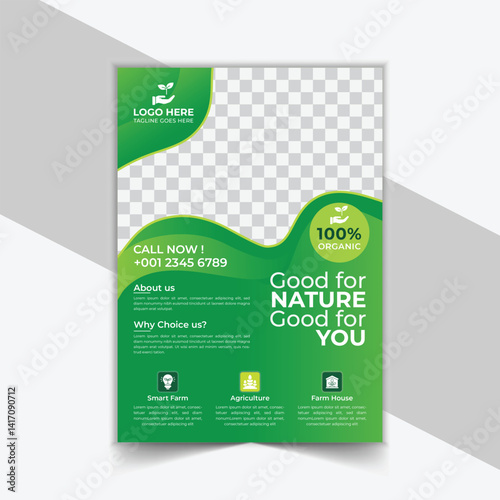 Modern Agriculture & Farming Flyer Template – Eco Green Organic Farm Brochure Design.	