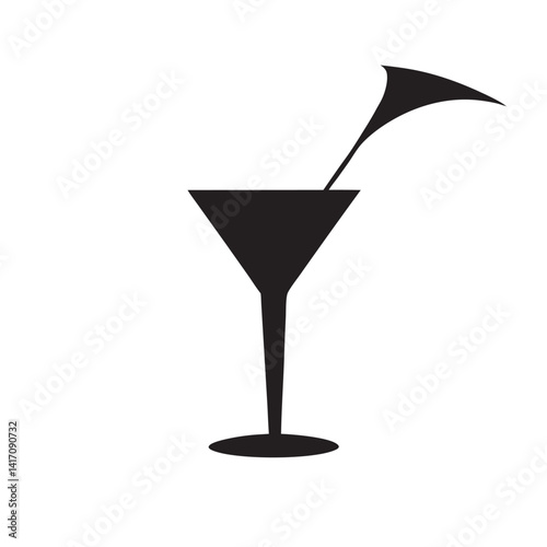 Cocktail glass logo silhouette 