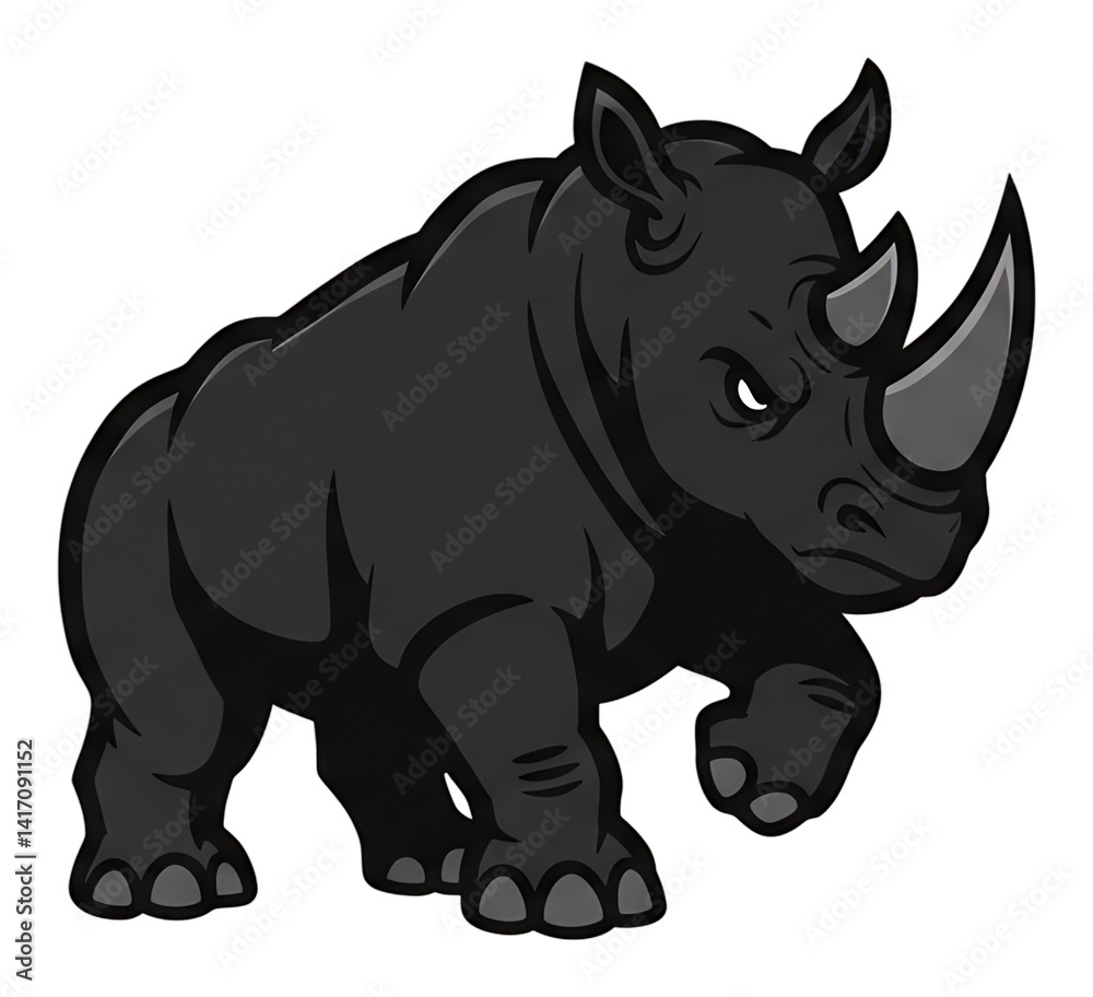 Fototapeta premium 力強い白黒サイ 対照的な構図