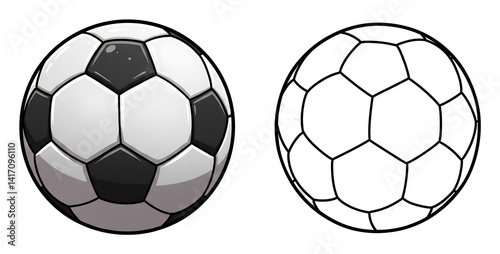 サッカーボール 白黒対比 シンプルデザイン