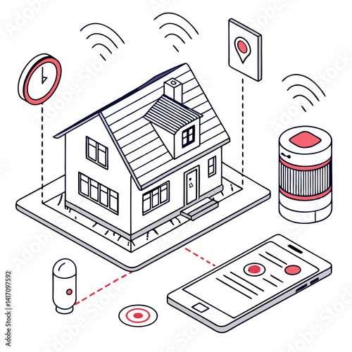Isometric Illustration Of Smart Home Automation And Iot Connectivity Technology