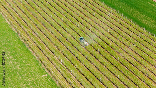 aerial drone view of colorful countryside farm fields in poland