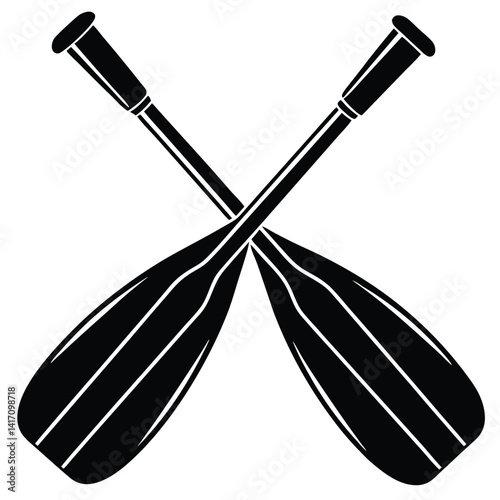 Boat oar silhouette vector on white background
