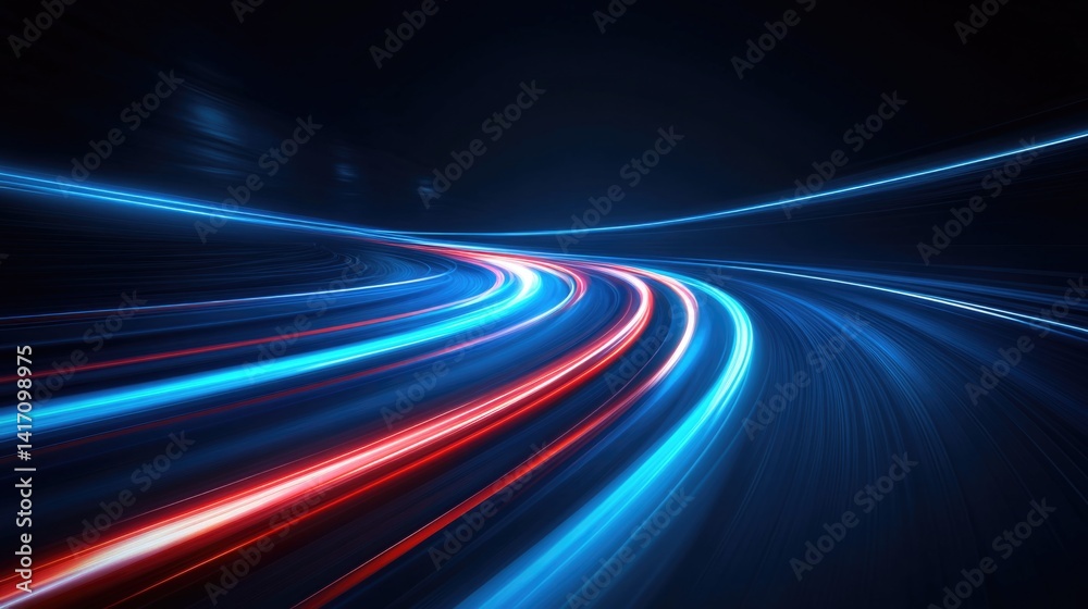 Abstract background with colorful light streaks in a space tunnel, featuring blue and red colors. Abstract background with colorful light streaks in a space tunnel, featuring blue and red colors.