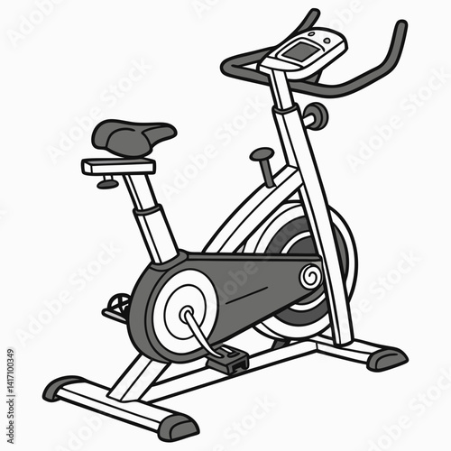 Exercise Bike Vector Illustration For Fitness And Gym Themed Designs On White