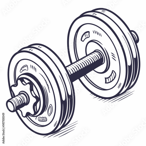Hand Drawn Dumbbell Illustration For Fitness Training And Strength Exercise