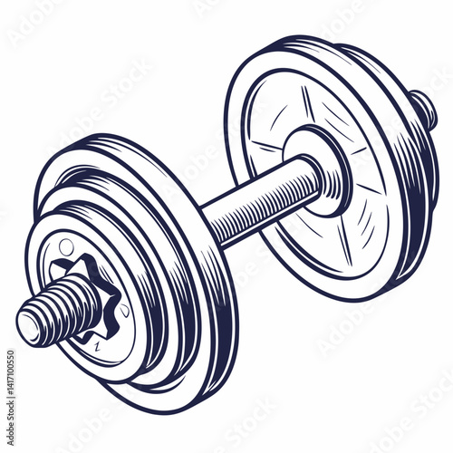 Dumbbell Illustration For Fitness And Exercise In Detailed Line Art