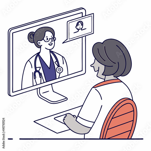 Online Medical Consultation With Doctor And Patient Vector Illustration