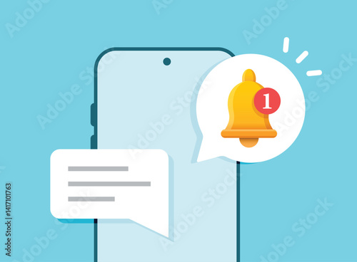 Phone notifications icon in flat style. Smartphone with new notice vector illustration on isolated background. Reminder message sign business concept.
