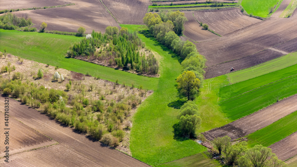drone view of scenic farmland